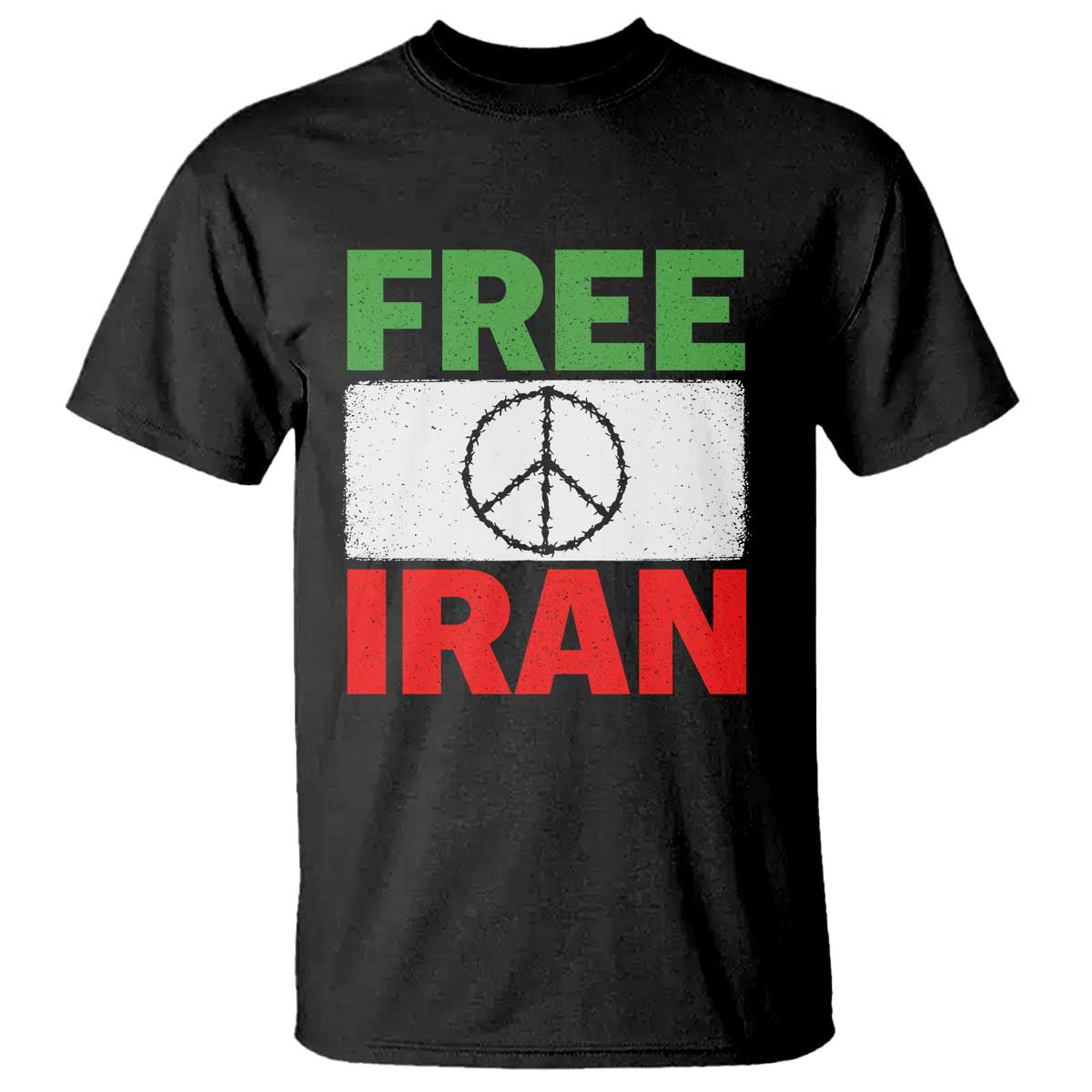 Free Iran T Shirt Stop War Barbed Wire Peace Sign TS11 Black Print Your Wear