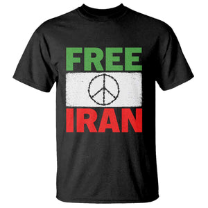 Free Iran T Shirt Stop War Barbed Wire Peace Sign TS11 Black Print Your Wear