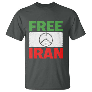 Free Iran T Shirt Stop War Barbed Wire Peace Sign TS11 Dark Heather Print Your Wear