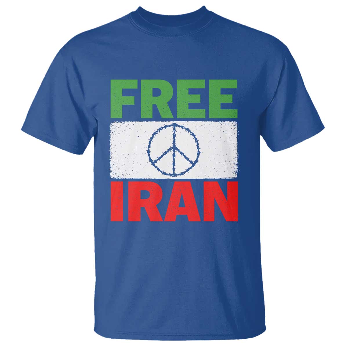 Free Iran T Shirt Stop War Barbed Wire Peace Sign TS11 Royal Blue Print Your Wear