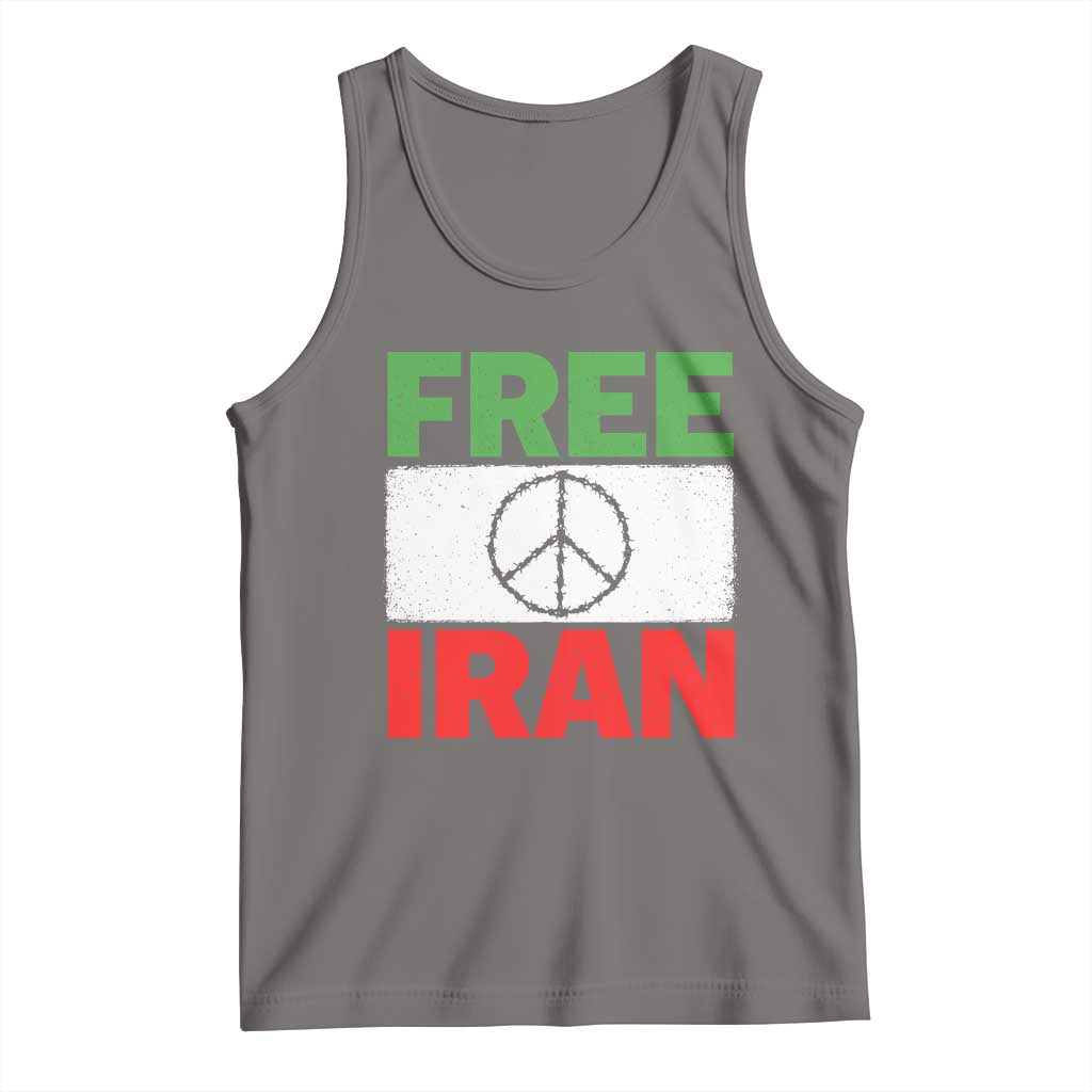 Free Iran Tank Top Stop War Barbed Wire Peace Sign TS11 Deep Heather Print Your Wear