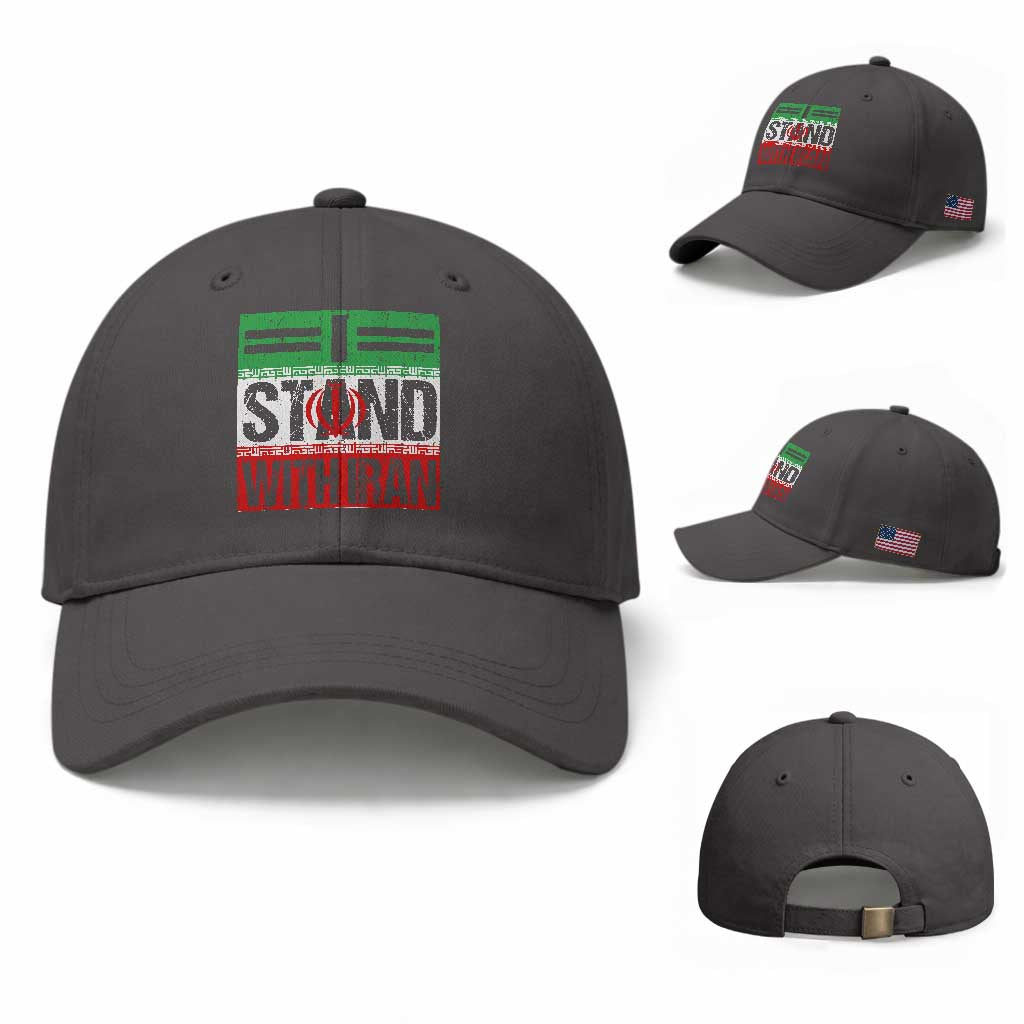 I Stand With Iran Baseball Cap Iranian People Freedom Protest TS11 Baseball Cap Universal Fit Dark Gray Print Your Wear