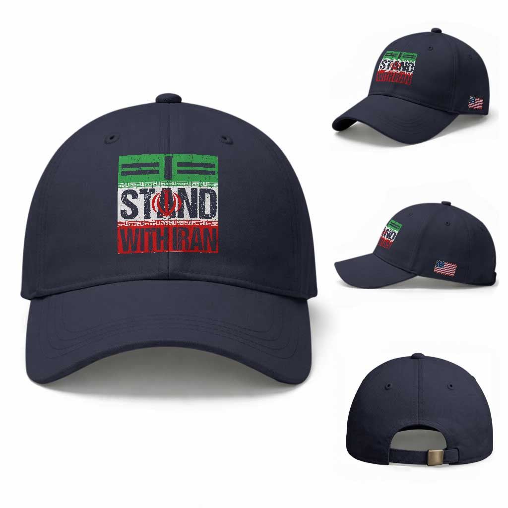 I Stand With Iran Baseball Cap Iranian People Freedom Protest TS11 Baseball Cap Universal Fit Navy Print Your Wear