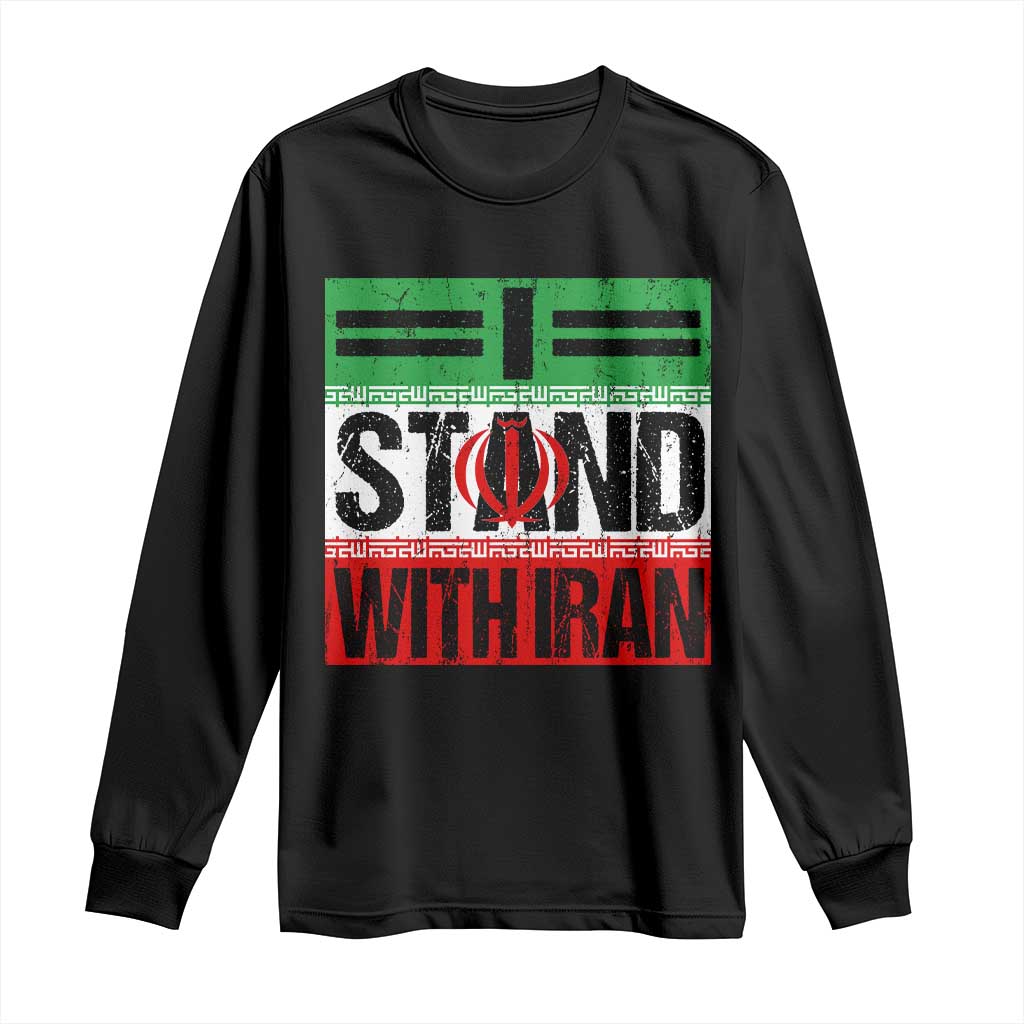 I Stand With Iran Long Sleeve Shirt Iranian People Freedom Protest TS11 Black Print Your Wear