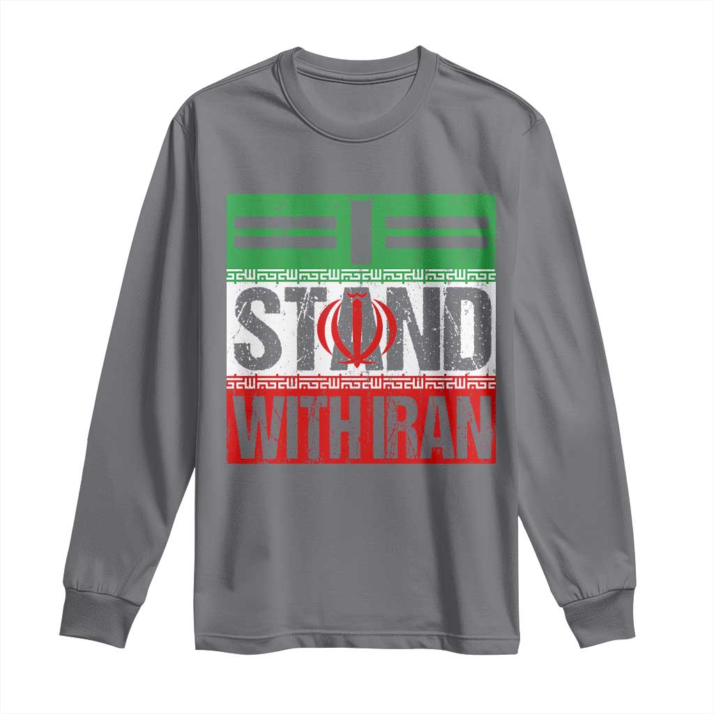 I Stand With Iran Long Sleeve Shirt Iranian People Freedom Protest TS11 Charcoal Print Your Wear