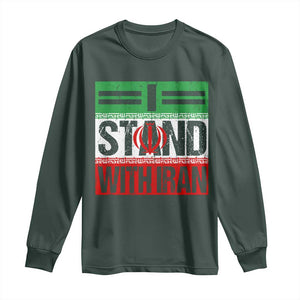 I Stand With Iran Long Sleeve Shirt Iranian People Freedom Protest TS11 Dark Forest Green Print Your Wear
