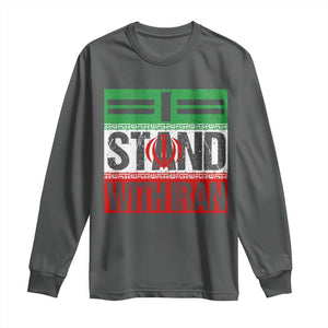 I Stand With Iran Long Sleeve Shirt Iranian People Freedom Protest TS11 Dark Heather Print Your Wear