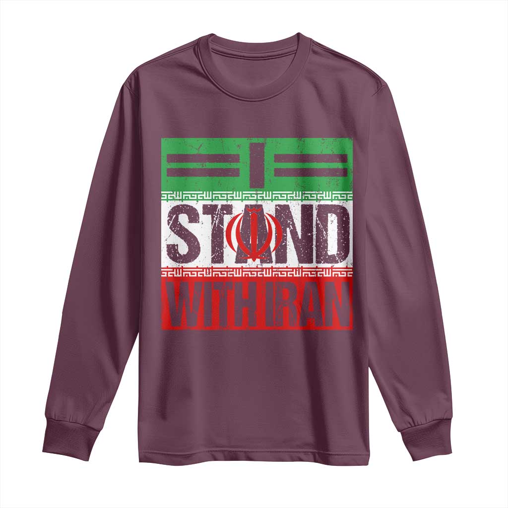 I Stand With Iran Long Sleeve Shirt Iranian People Freedom Protest TS11 Maroon Print Your Wear