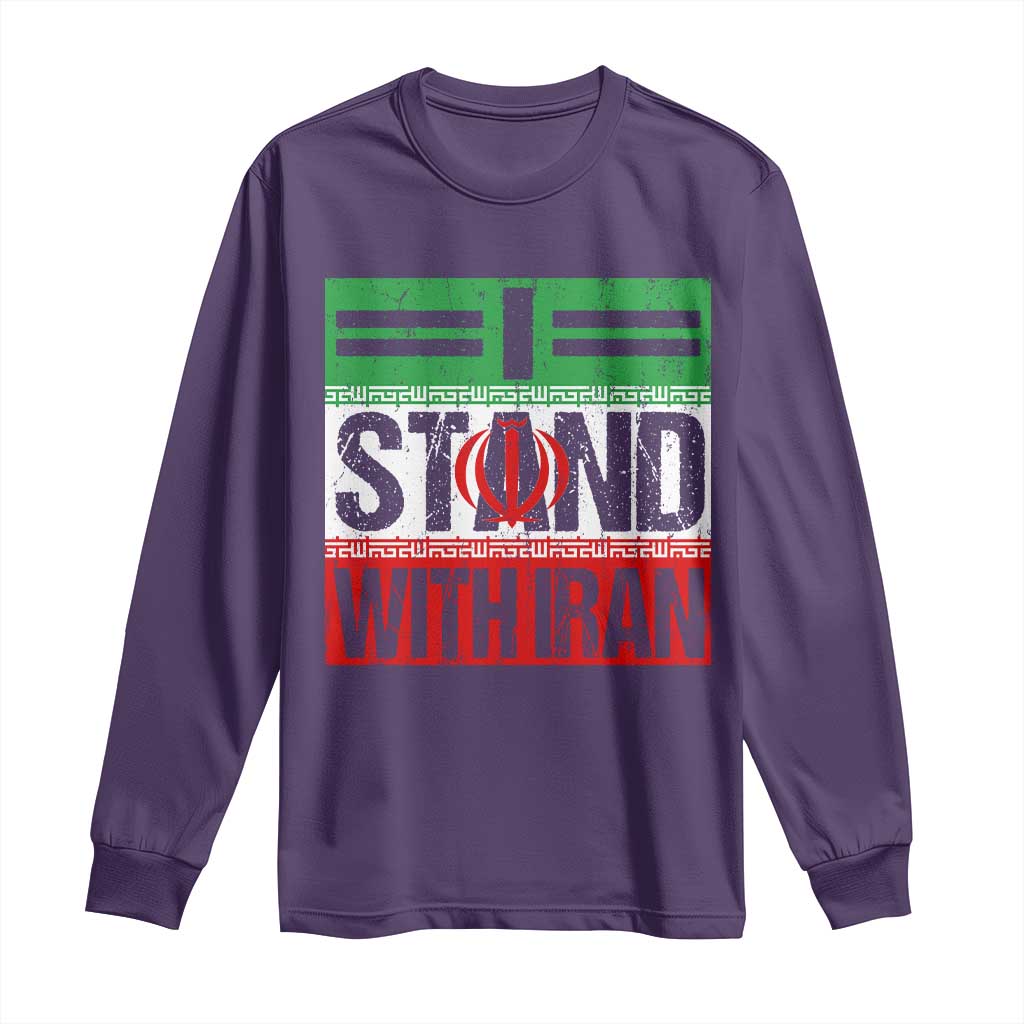 I Stand With Iran Long Sleeve Shirt Iranian People Freedom Protest TS11 Purple Print Your Wear