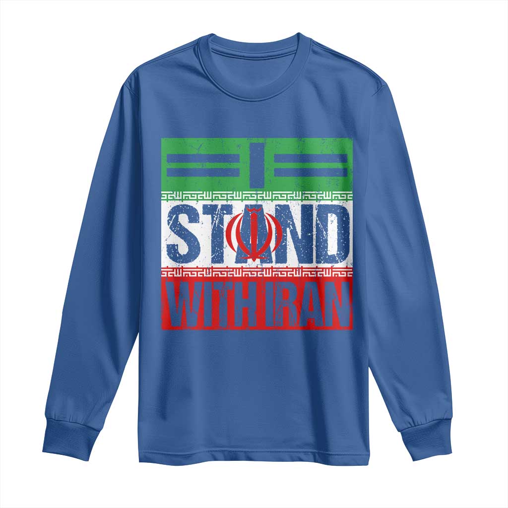 I Stand With Iran Long Sleeve Shirt Iranian People Freedom Protest TS11 Royal Blue Print Your Wear
