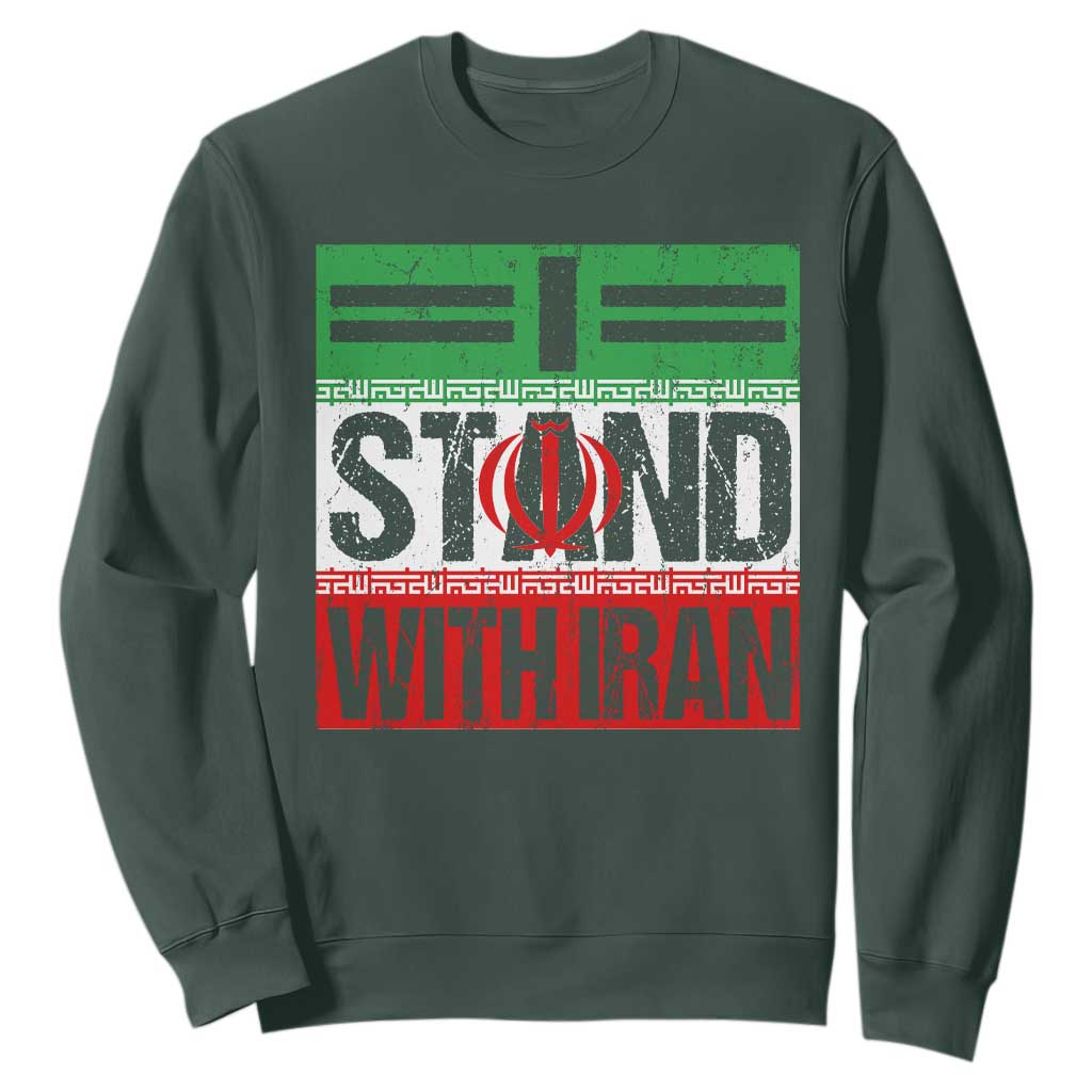 I Stand With Iran Sweatshirt Iranian People Freedom Protest TS11 Dark Forest Green Print Your Wear