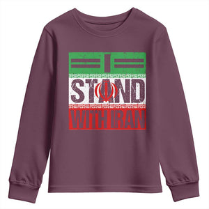 I Stand With Iran Youth Sweatshirt Iranian People Freedom Protest TS11 Maroon Print Your Wear