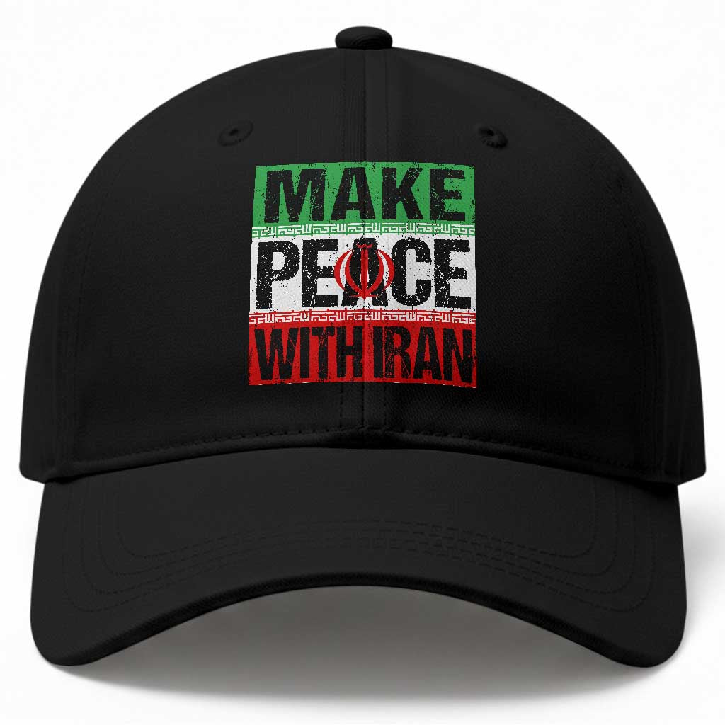 Make Peace With Iran Baseball Cap Peace Pacifist Stop War In Middle East TS11 Print Your Wear
