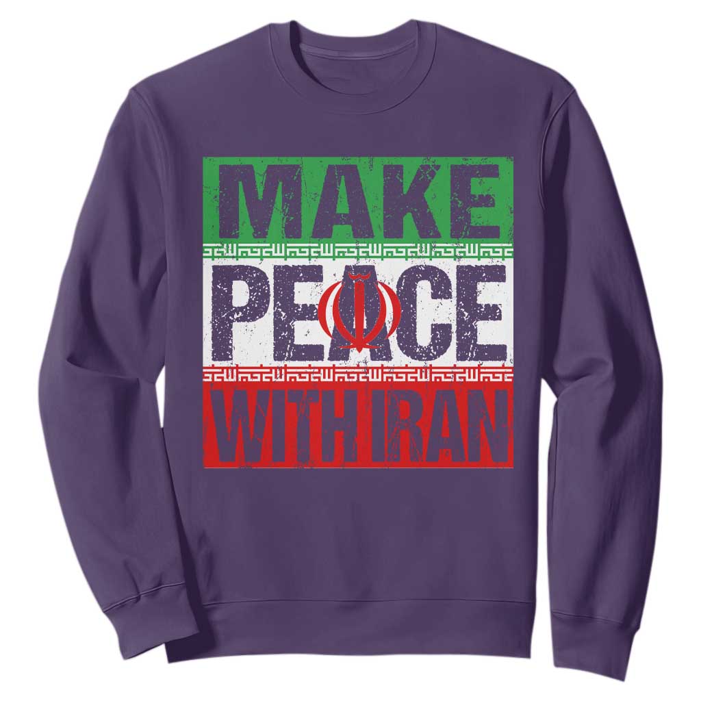 Make Peace With Iran Sweatshirt Peace Pacifist Stop War In Middle East TS11 Purple Print Your Wear