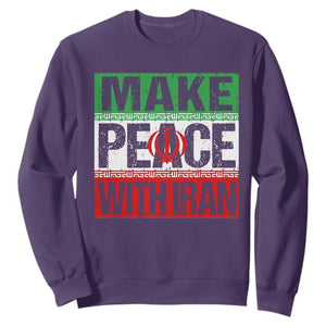 Make Peace With Iran Sweatshirt Peace Pacifist Stop War In Middle East TS11 Purple Print Your Wear