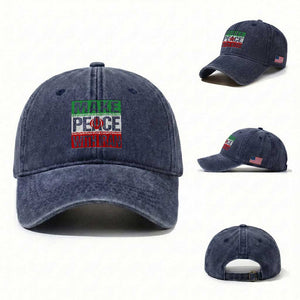 Make Peace With Iran Washed Cotton Baseball Cap Peace Pacifist Stop War In Middle East TS11 Washed Cap Universal Fit Navy Print Your Wear