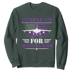 Purple Up For Military Kids Sweatshirt Vintage American Flag Fights TS11 Dark Forest Green Print Your Wear