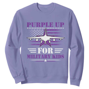 Purple Up For Military Kids Sweatshirt Vintage American Flag Fights TS11 Violet Print Your Wear