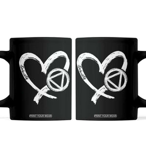 Sobriety Heart Sober Anniversary Alcoholic Abstinence Coffee Mug TS11 Black Print Your Wear