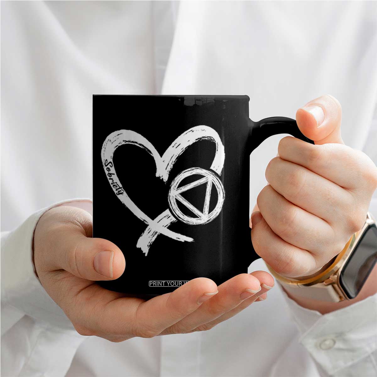 Sobriety Heart Sober Anniversary Alcoholic Abstinence Coffee Mug TS11 Print Your Wear