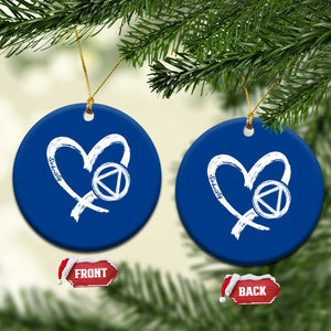 Sobriety Heart Sober Anniversary Alcoholic Abstinence Ceramic Ornament TS11 1pc Blue Print Your Wear
