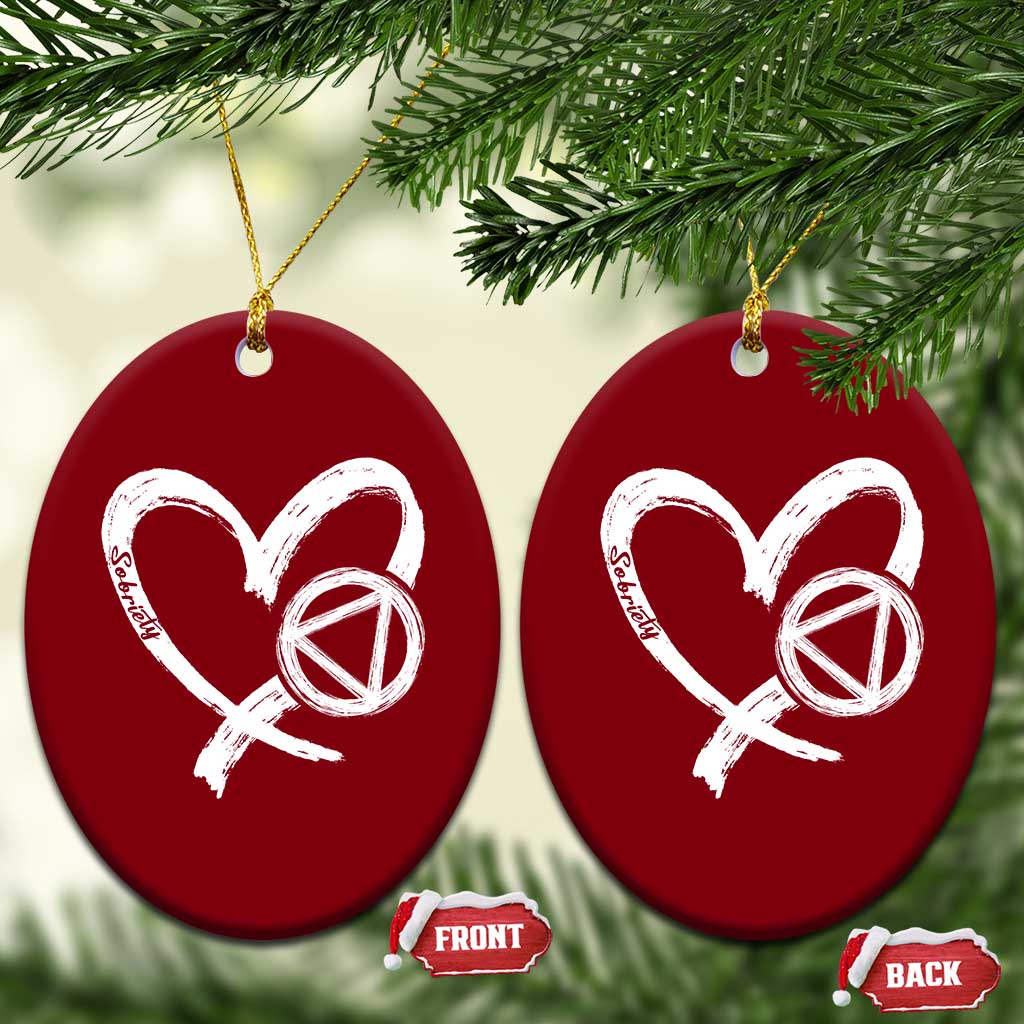 Sobriety Heart Sober Anniversary Alcoholic Abstinence Ceramic Ornament TS11 Print Your Wear