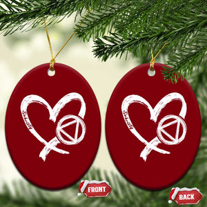 Sobriety Heart Sober Anniversary Alcoholic Abstinence Ceramic Ornament TS11 Print Your Wear