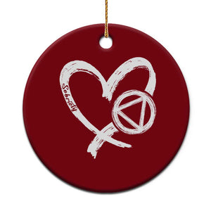 Sobriety Heart Sober Anniversary Alcoholic Abstinence Ceramic Ornament TS11 1pc Red Print Your Wear