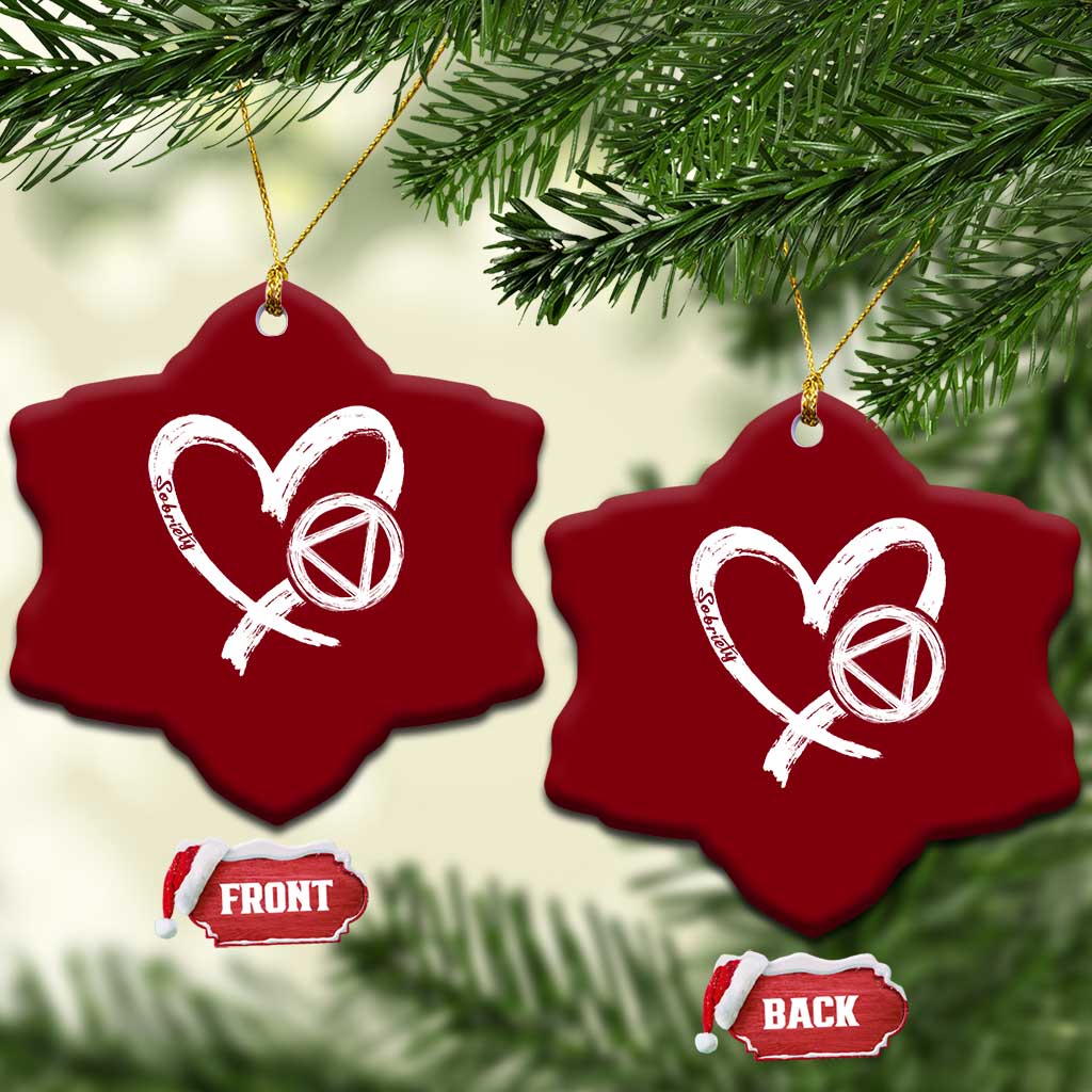 Sobriety Heart Sober Anniversary Alcoholic Abstinence Ceramic Ornament TS11 Print Your Wear