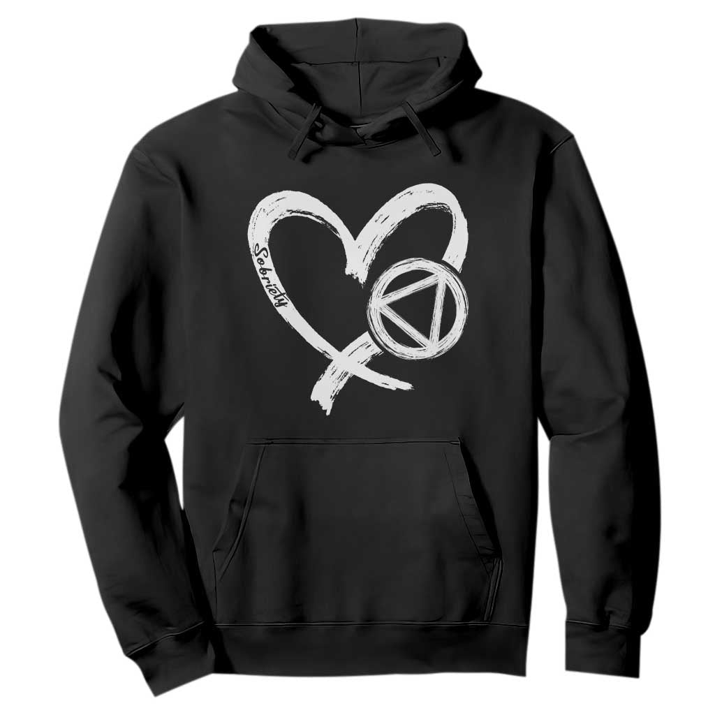 Sobriety Heart Sober Anniversary Alcoholic Abstinence Hoodie TS11 Black Print Your Wear