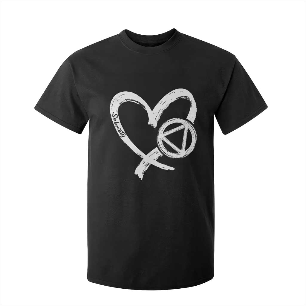 Sobriety Heart Sober Anniversary Alcoholic Abstinence T Shirt For Kid TS11 Black Print Your Wear