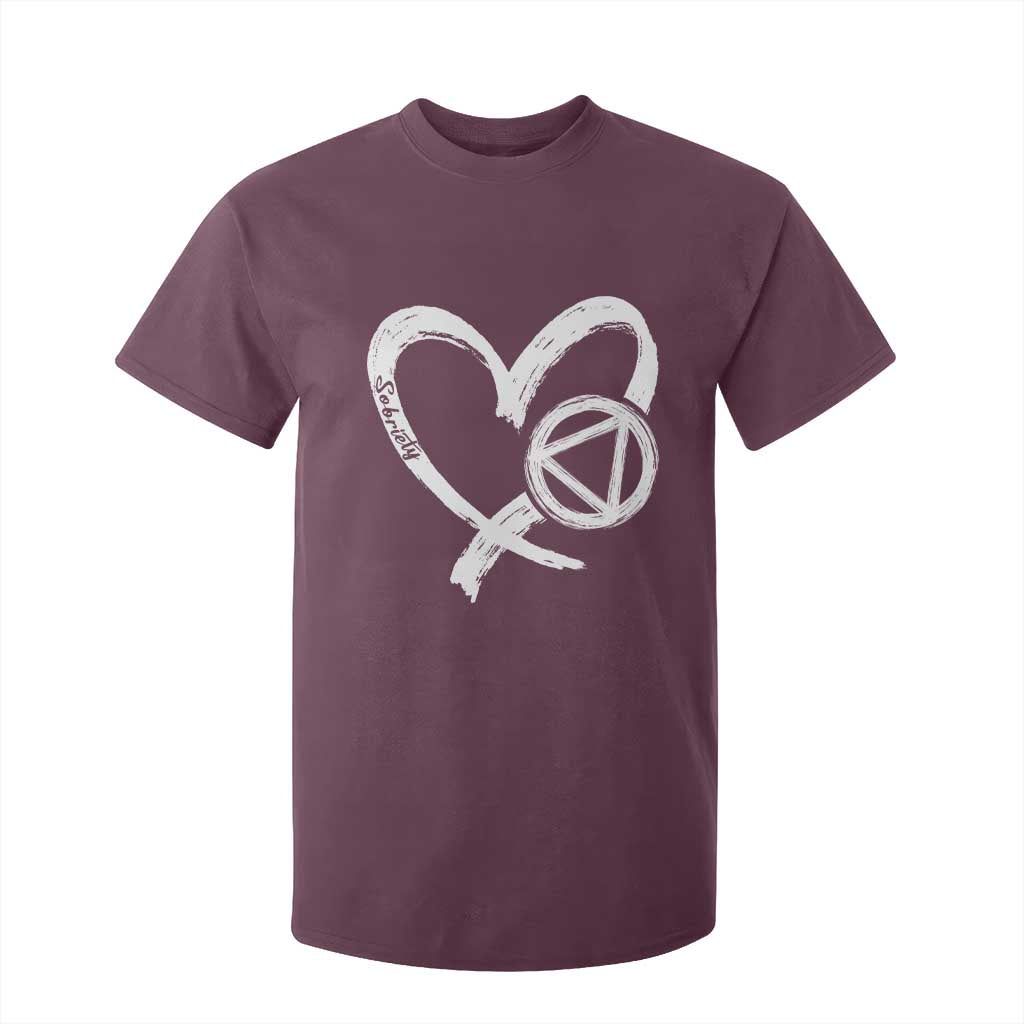 Sobriety Heart Sober Anniversary Alcoholic Abstinence T Shirt For Kid TS11 Maroon Print Your Wear