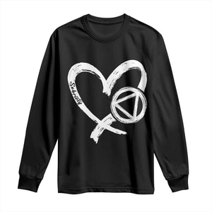 Sobriety Heart Sober Anniversary Alcoholic Abstinence Long Sleeve Shirt TS11 Black Print Your Wear