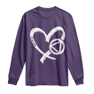 Sobriety Heart Sober Anniversary Alcoholic Abstinence Long Sleeve Shirt TS11 Purple Print Your Wear