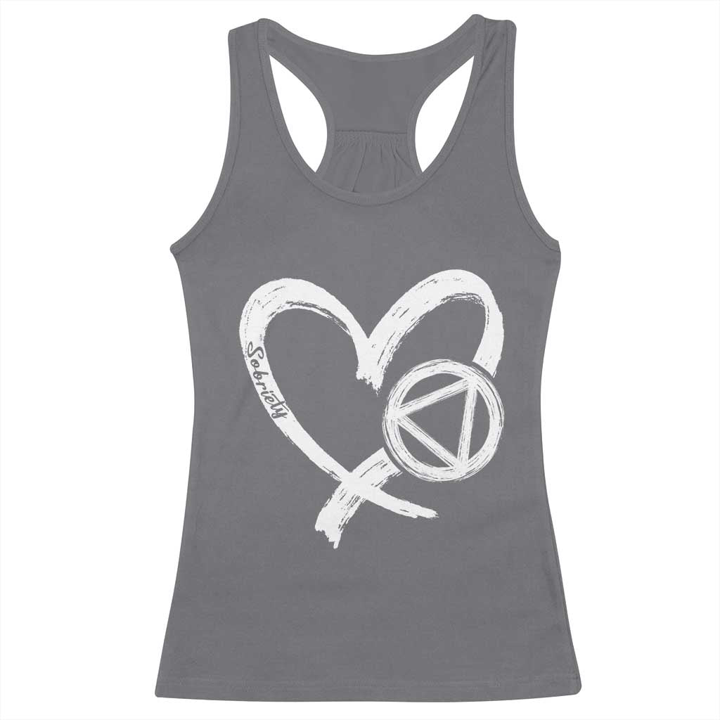 Sobriety Heart Sober Anniversary Alcoholic Abstinence Racerback Tank Top TS11 Charcoal Print Your Wear