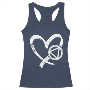 Sobriety Heart Sober Anniversary Alcoholic Abstinence Racerback Tank Top TS11 Navy Print Your Wear