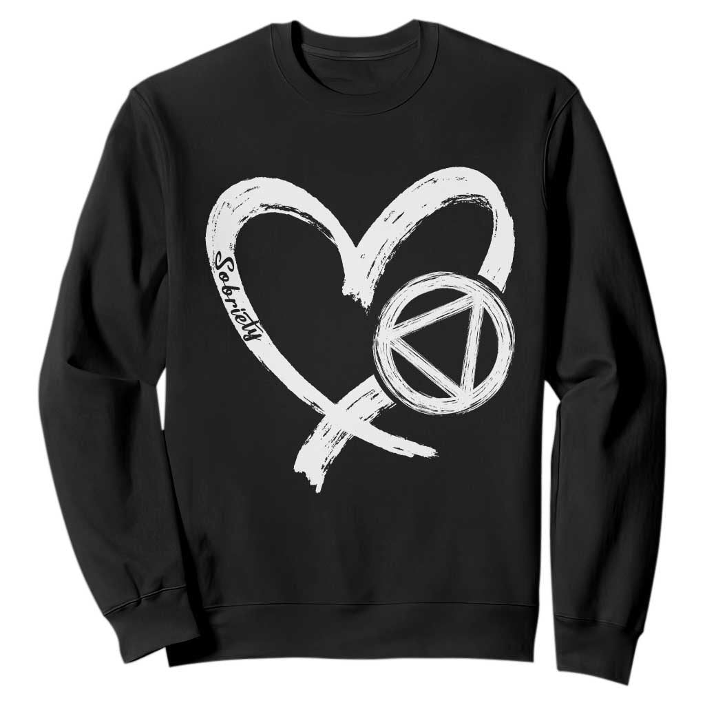 Sobriety Heart Sober Anniversary Alcoholic Abstinence Sweatshirt TS11 Black Print Your Wear