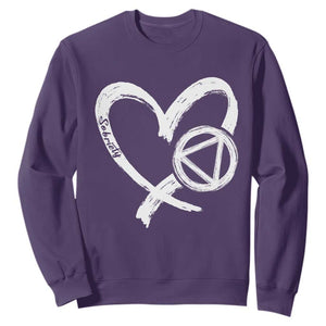 Sobriety Heart Sober Anniversary Alcoholic Abstinence Sweatshirt TS11 Purple Print Your Wear