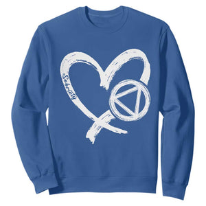 Sobriety Heart Sober Anniversary Alcoholic Abstinence Sweatshirt TS11 Royal Blue Print Your Wear