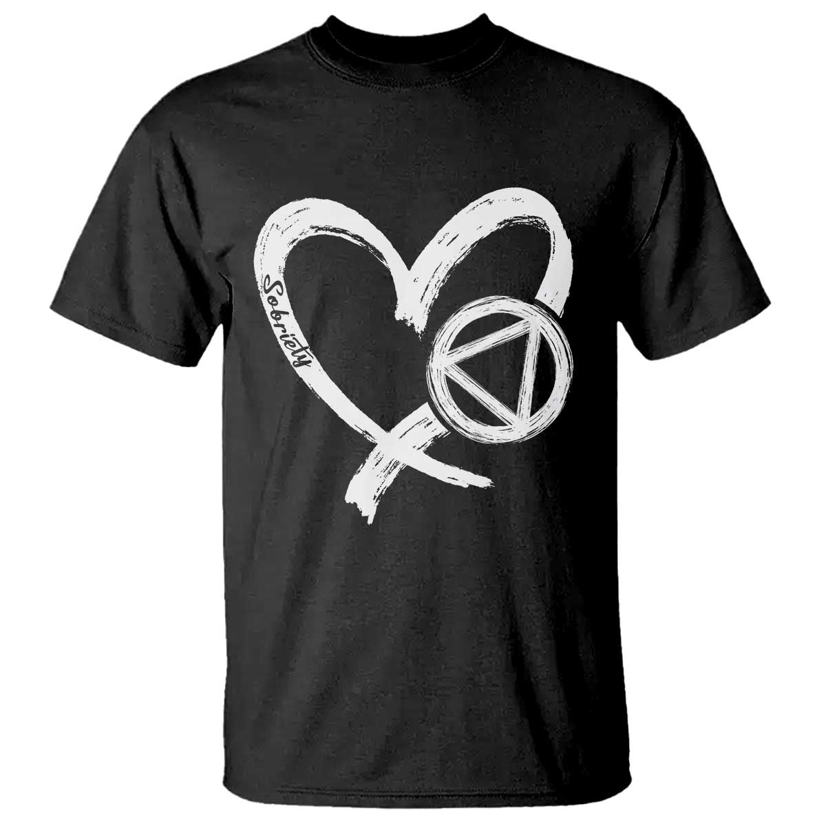 Sobriety Heart Sober Anniversary Alcoholic Abstinence T Shirt TS11 Black Print Your Wear