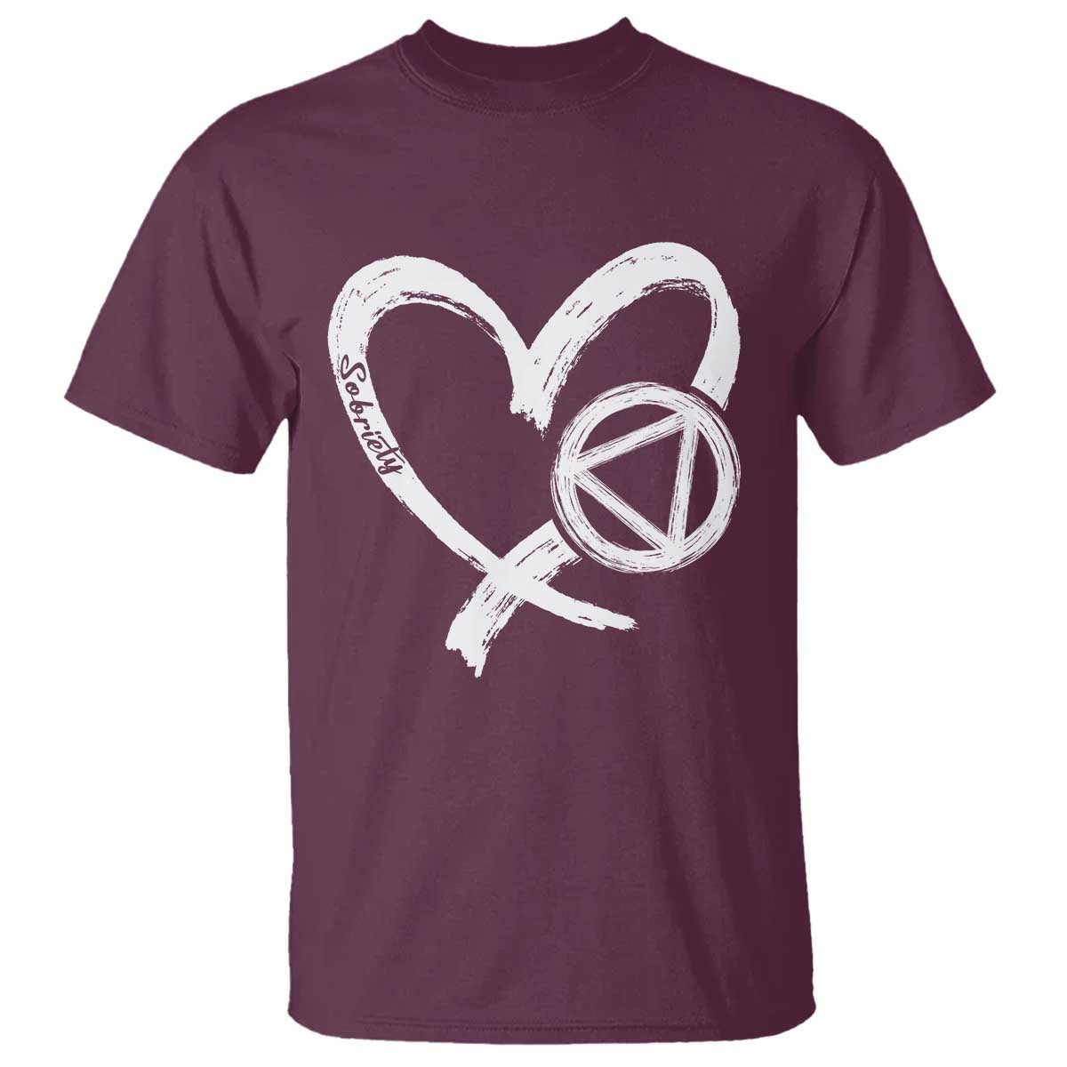 Sobriety Heart Sober Anniversary Alcoholic Abstinence T Shirt TS11 Maroon Print Your Wear