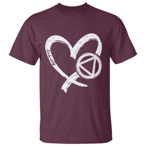 Sobriety Heart Sober Anniversary Alcoholic Abstinence T Shirt TS11 Maroon Print Your Wear
