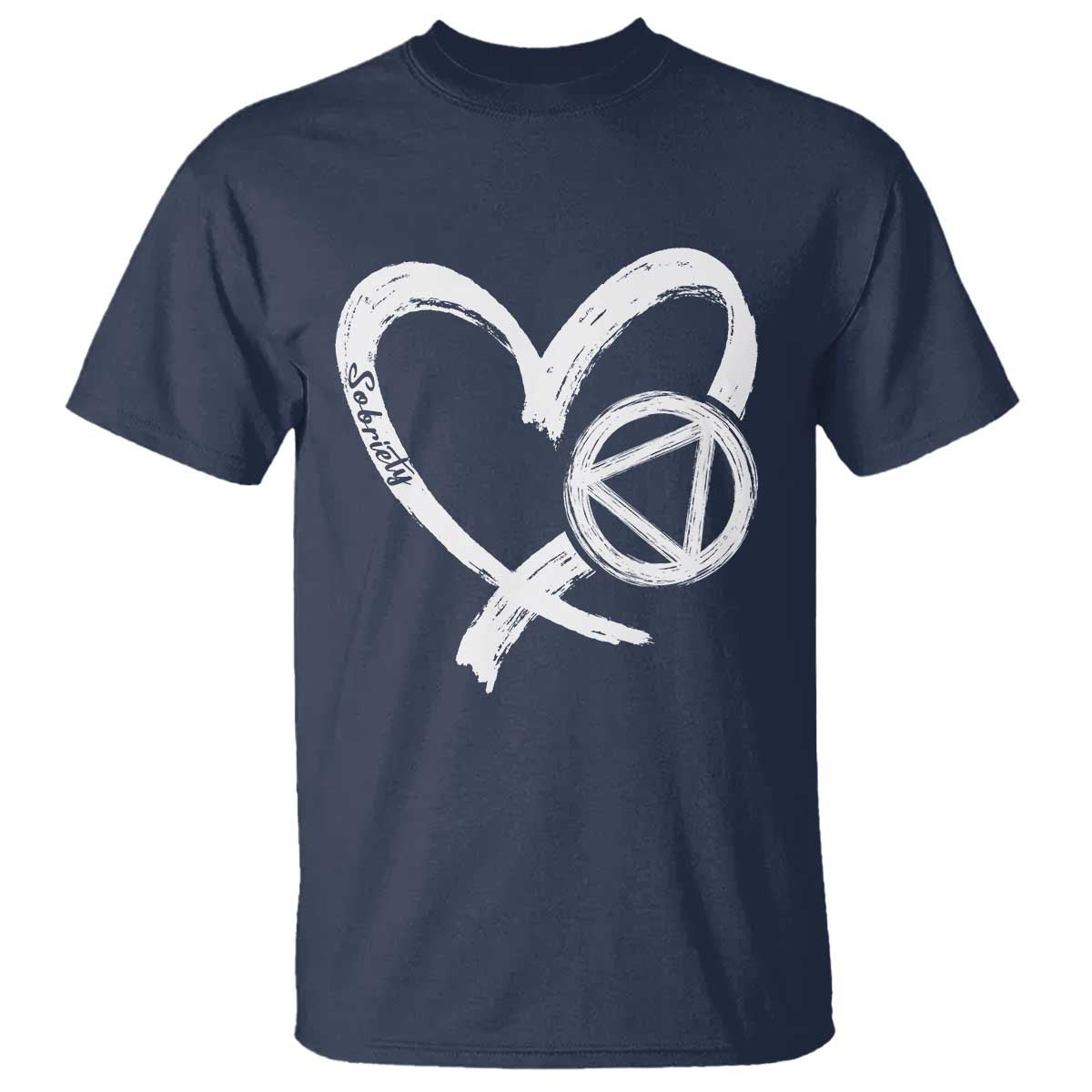 Sobriety Heart Sober Anniversary Alcoholic Abstinence T Shirt TS11 Navy Print Your Wear