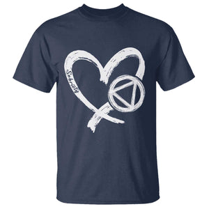 Sobriety Heart Sober Anniversary Alcoholic Abstinence T Shirt TS11 Navy Print Your Wear