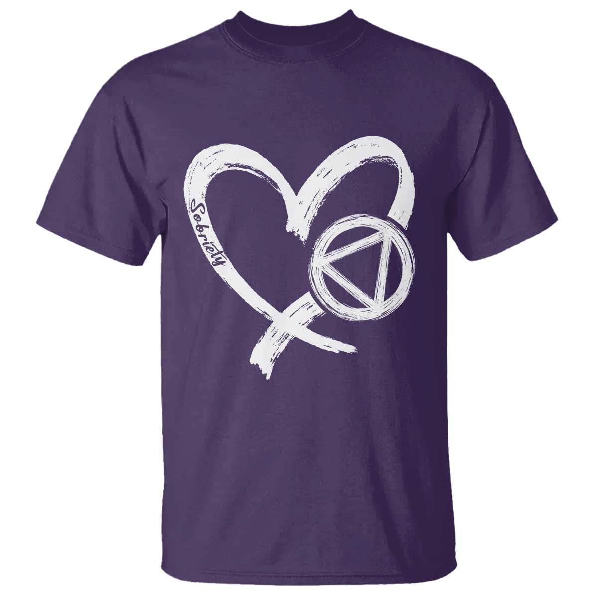 Sobriety Heart Sober Anniversary Alcoholic Abstinence T Shirt TS11 Purple Print Your Wear