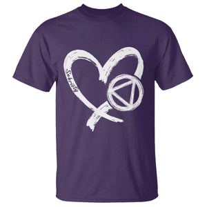 Sobriety Heart Sober Anniversary Alcoholic Abstinence T Shirt TS11 Purple Print Your Wear