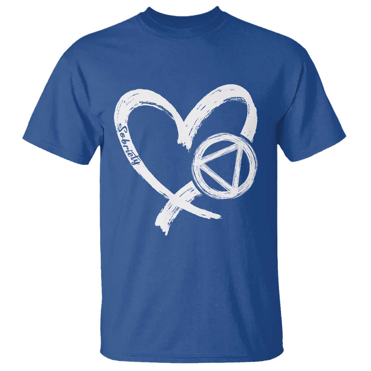 Sobriety Heart Sober Anniversary Alcoholic Abstinence T Shirt TS11 Royal Blue Print Your Wear
