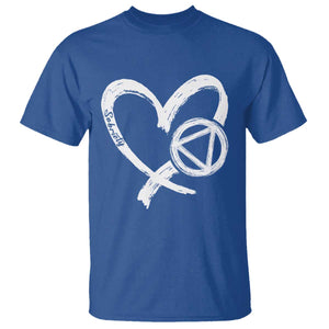 Sobriety Heart Sober Anniversary Alcoholic Abstinence T Shirt TS11 Royal Blue Print Your Wear