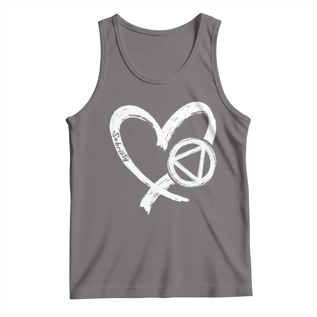 Sobriety Heart Sober Anniversary Alcoholic Abstinence Tank Top TS11 Deep Heather Print Your Wear