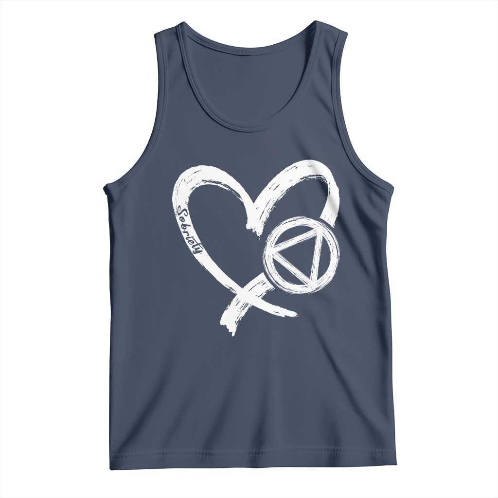 Sobriety Heart Sober Anniversary Alcoholic Abstinence Tank Top TS11 Navy Print Your Wear